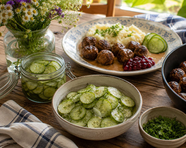 Klassisk svensk pressgurka med persilja i skål